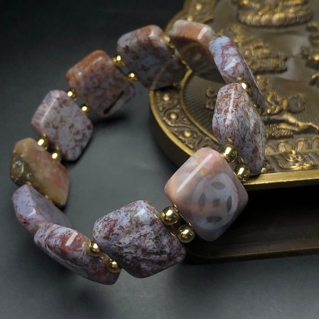 An Exquisite Agate Bracelets,With Cinnabar - 5