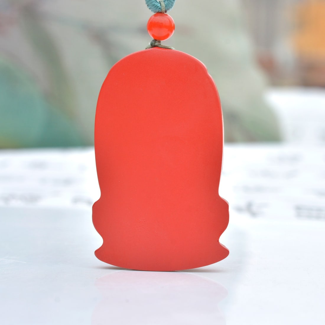 An Exquisite Cinnabar Sakyamuni Pattern Pendant - 4