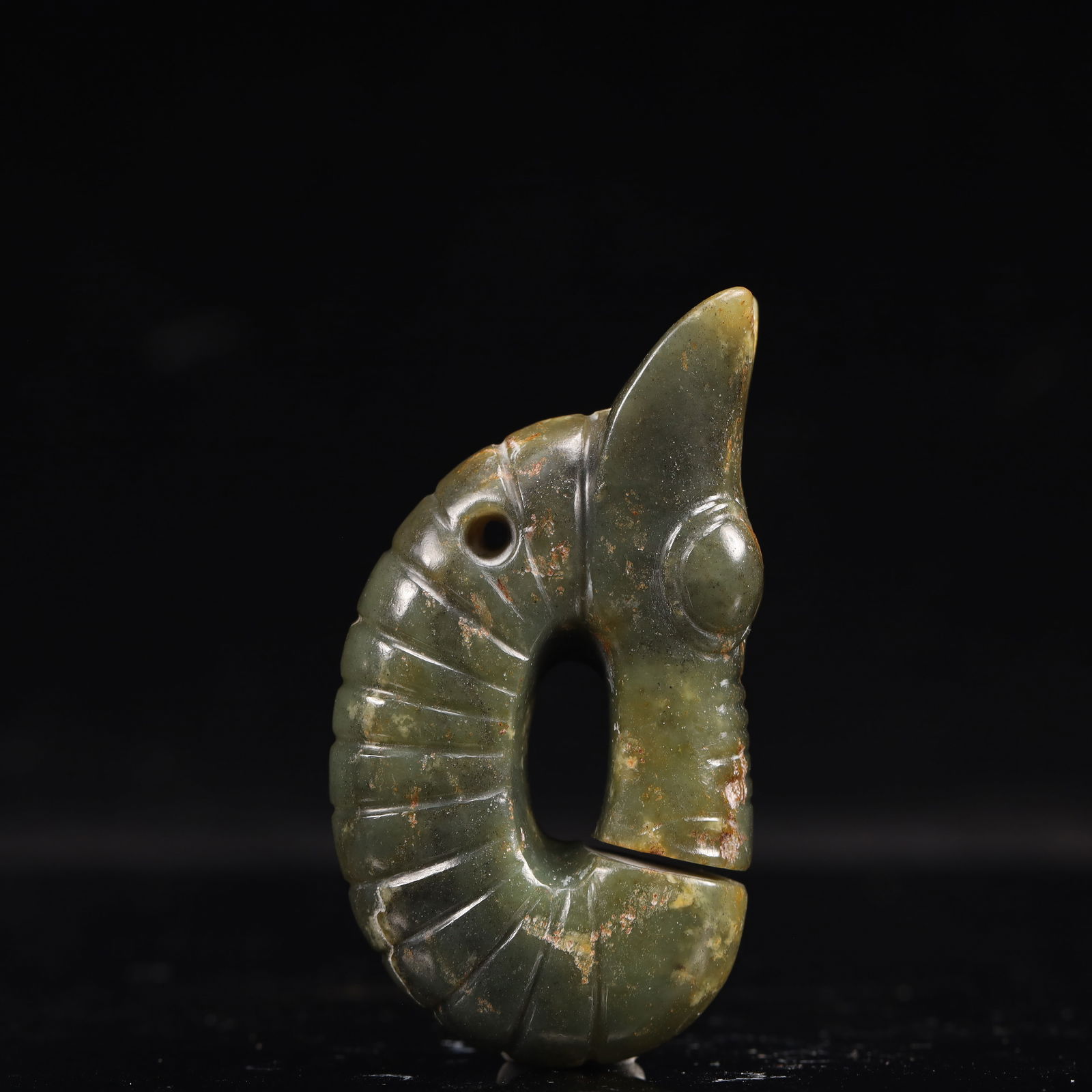 An Archaic Hongshan Culture Greenish Jade Pendant: An Archaic Hongshan Culture Greenish Jade Pendant,Ancient Time, China,Size:2inx0.8inx3.7in,Weight:176g 红山文化青白玉挂件,中国新