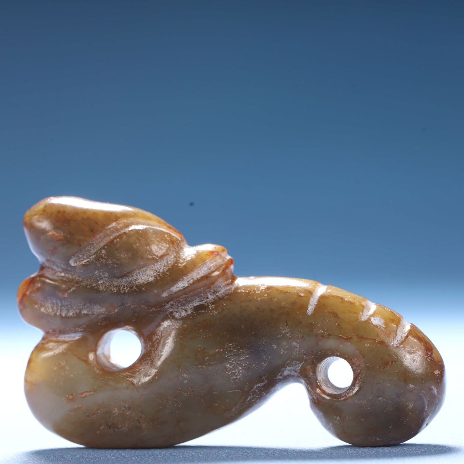An Archaic Hongshan Culture Greenish Jade Dragon Pendant (1 of 4)