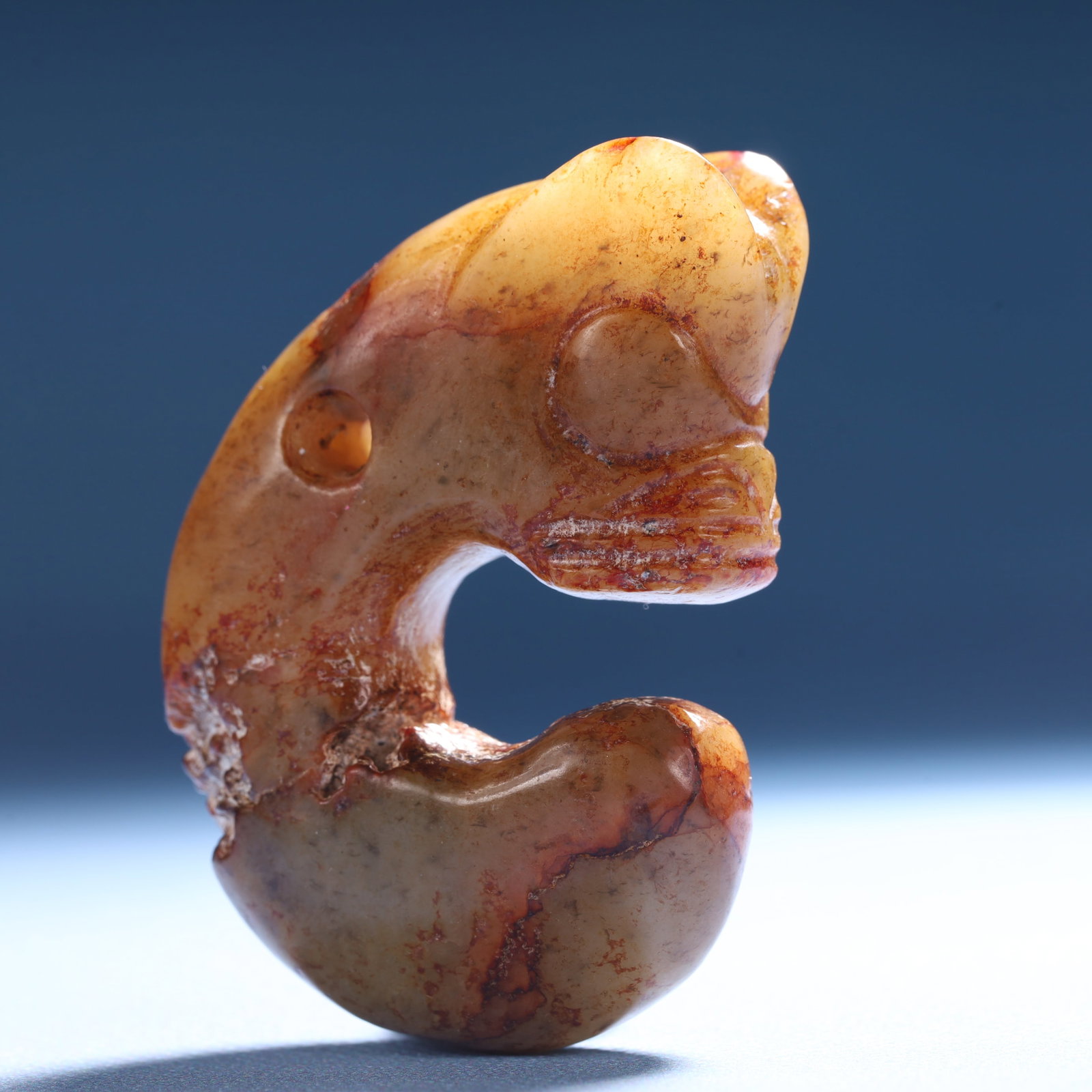 An Archaic Hongshan Culture Yellow Jade Pig and Dragon Pendant: An Archaic Hongshan Culture Yellow Jade Pig and Dragon Pendant,Ancient Time,China,Size:2.5inx1.8inx0.6in,Weight:74.6g 红山文化黄玉猪龙挂件,&