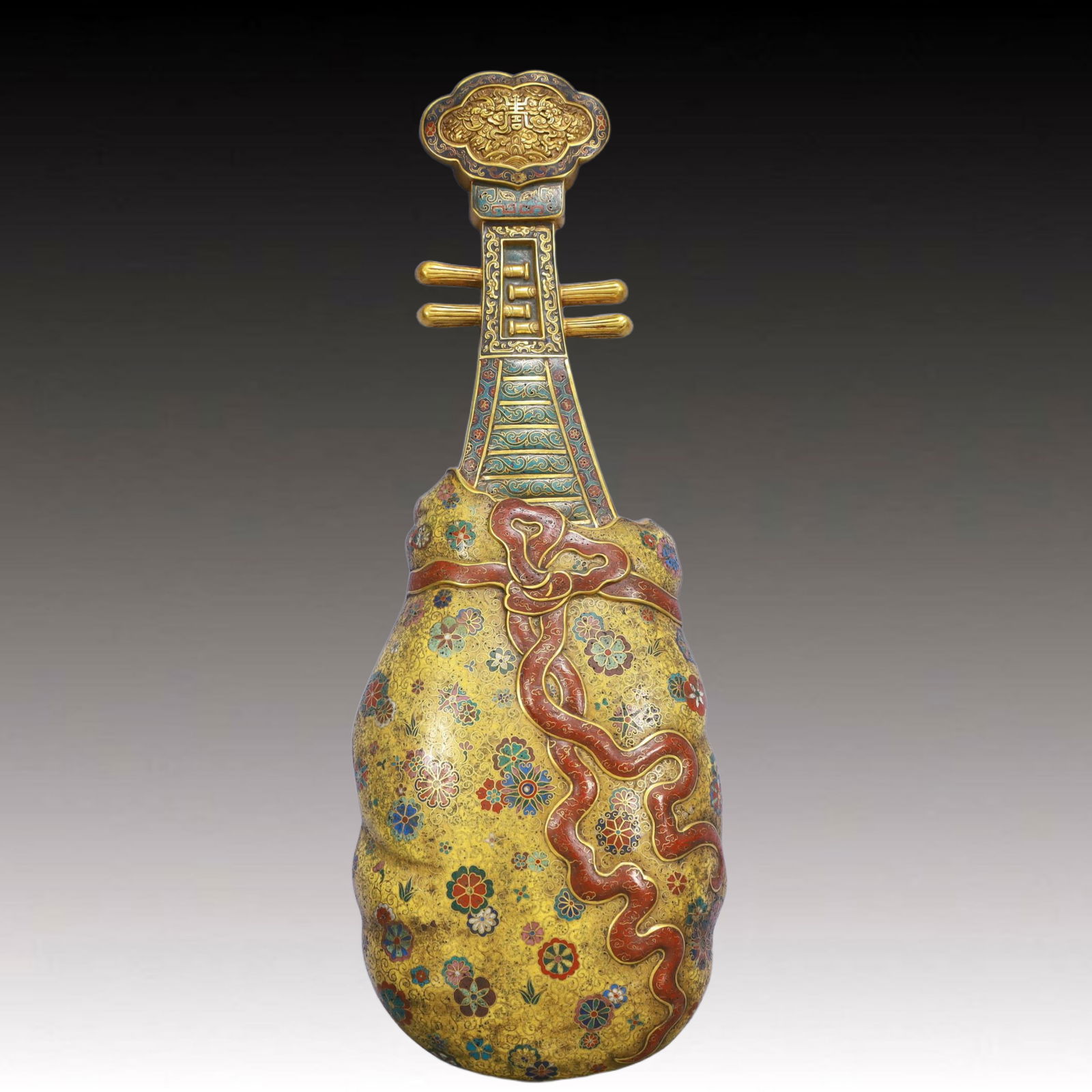 A Huge Cloisonne Flower Pattern Qin Ornament (1 of 6)