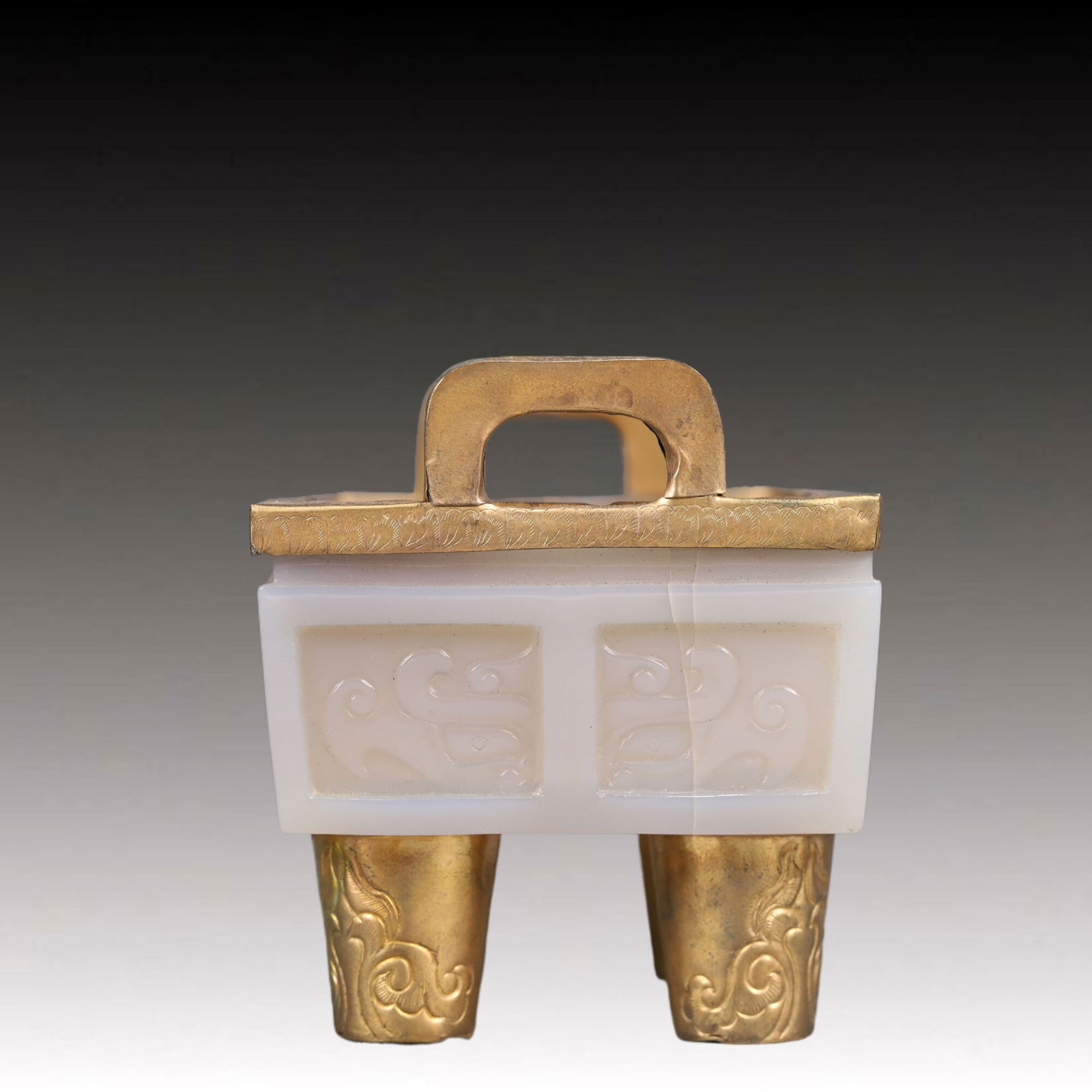 An Exquisite Agate Beast-Face Pattern Double-Ears Censer - 2