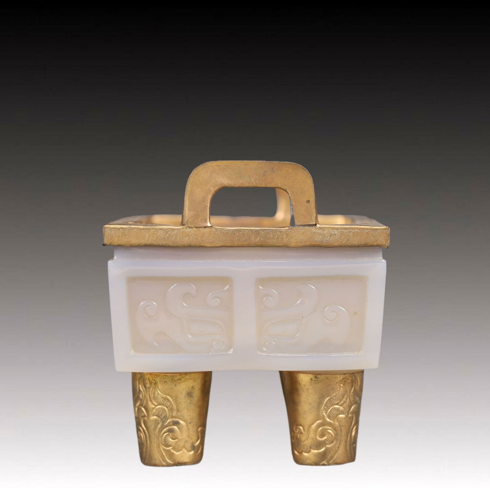 An Exquisite Agate Beast-Face Pattern Double-Ears Censer - 4