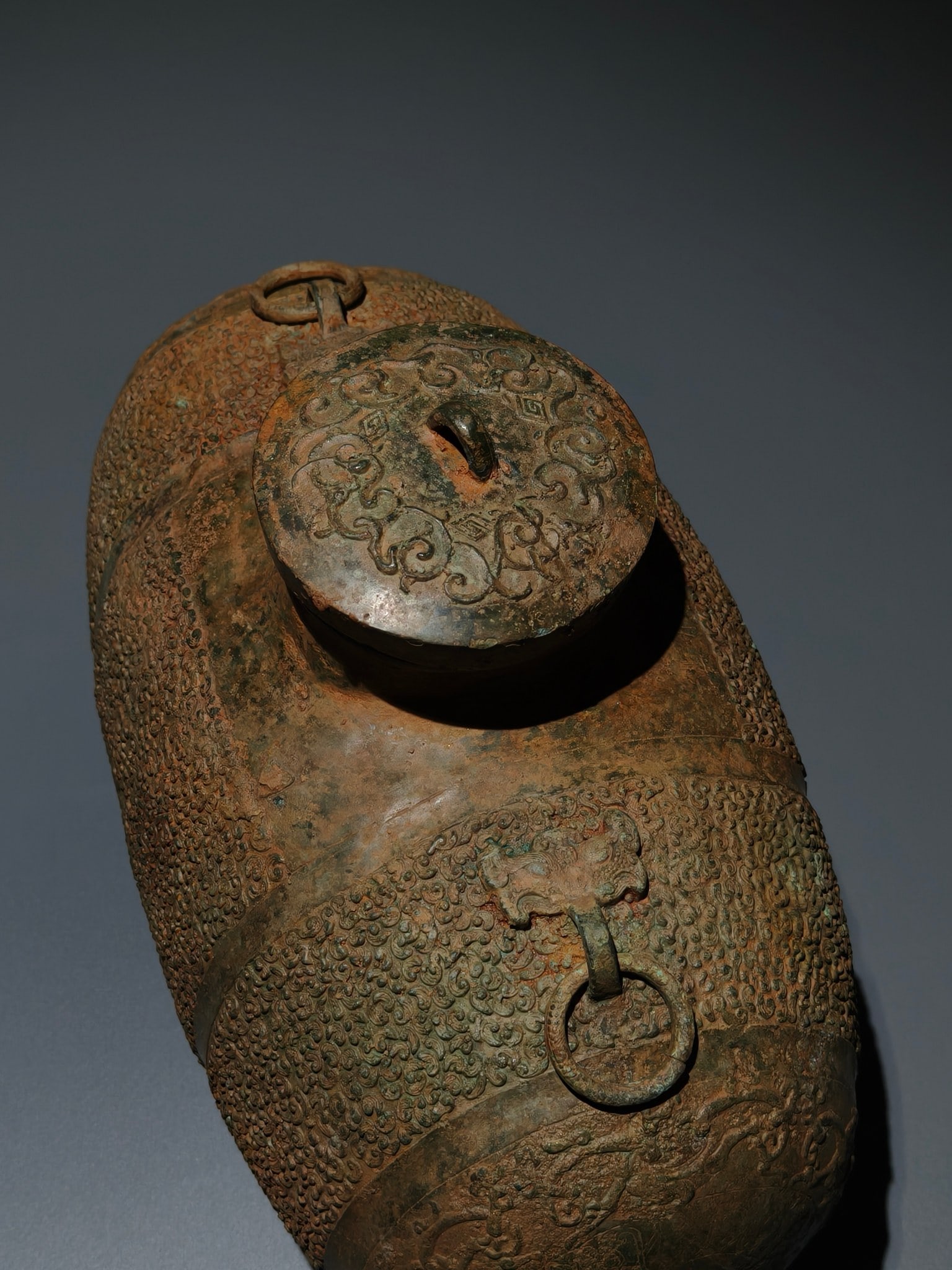 An Archaic Bronze Chi-Dragon Pattern Double-Ears Pot - 6