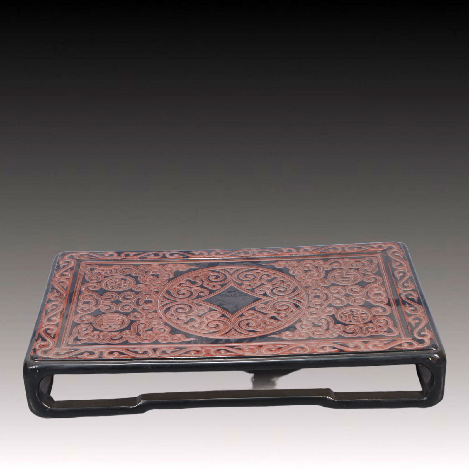 A Rare Wooden Lacquer Painted Color Flower Pattern Table (1 of 7)