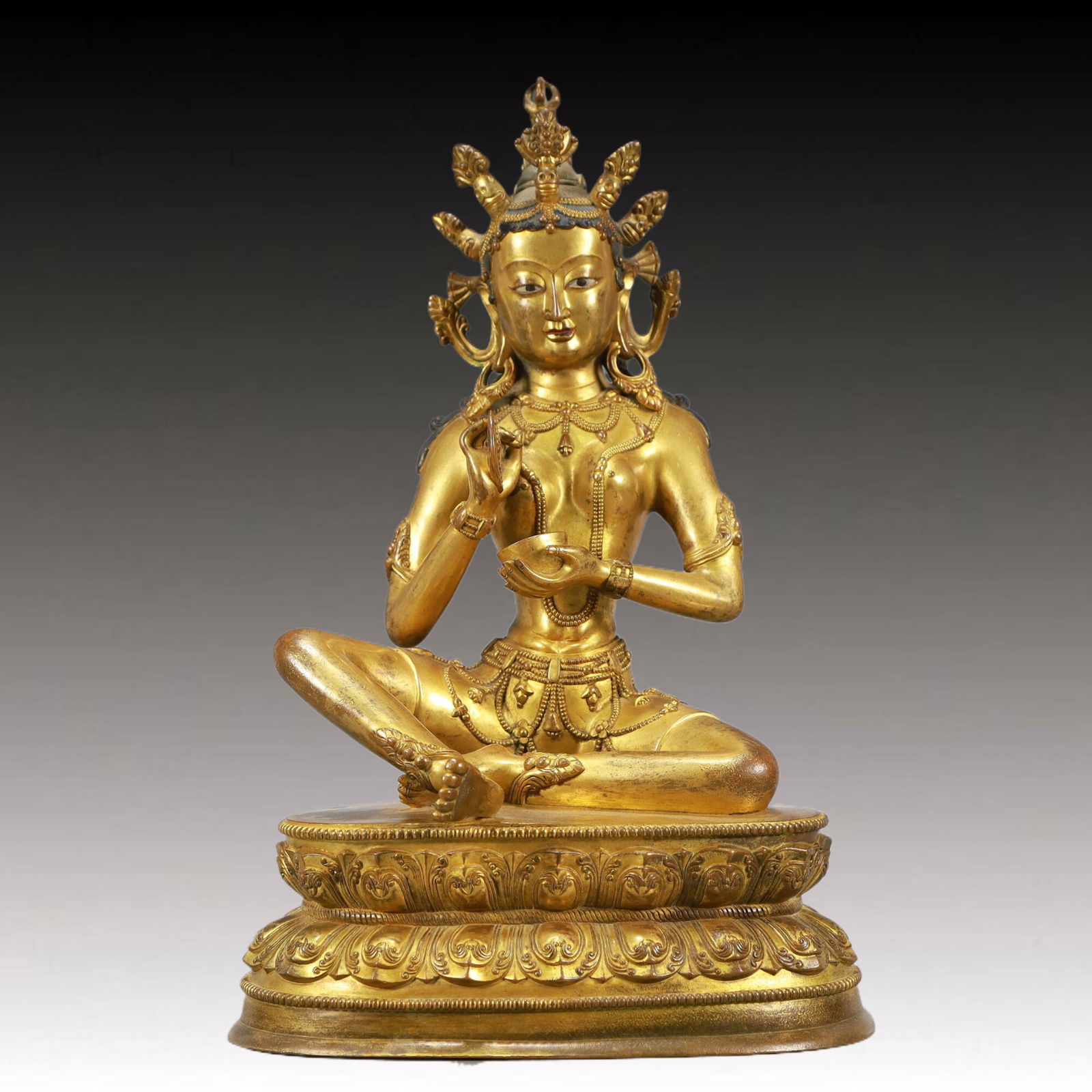 A Solemn Gilt Bronze Statue of Bodhisattva (1 of 9)