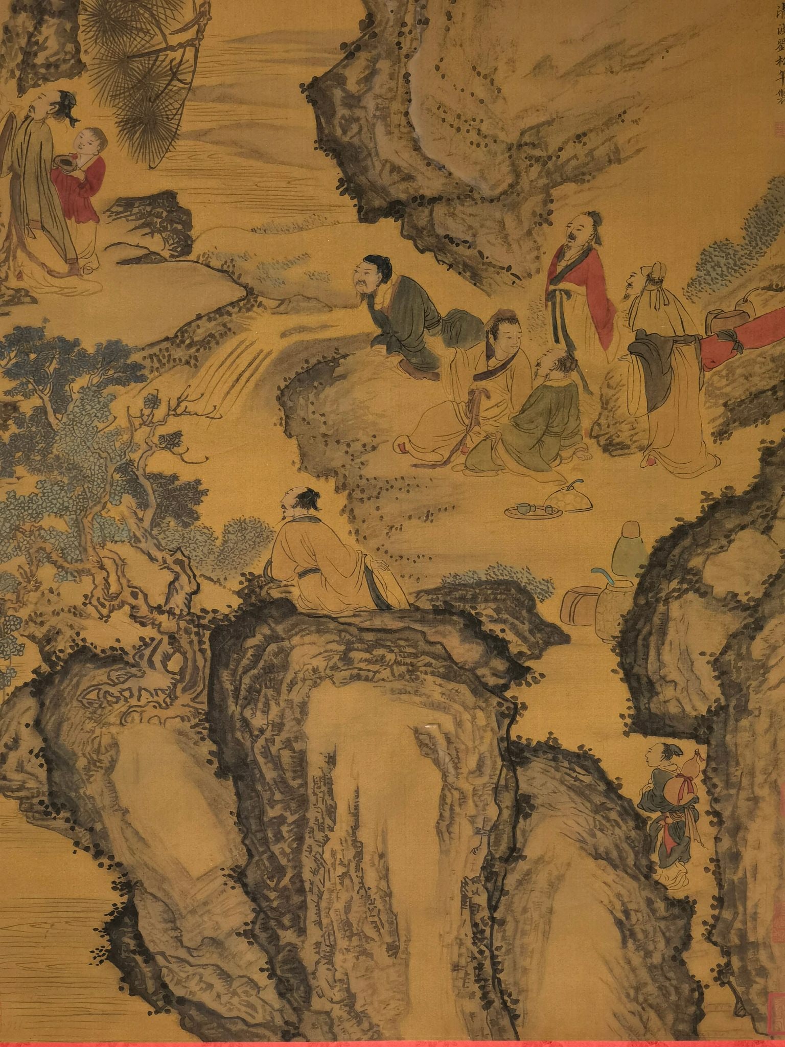 A Chinese Vertical Scroll Ink Painting of Landscape and Figure on Paper,Yuan Songnian (1 of 9)