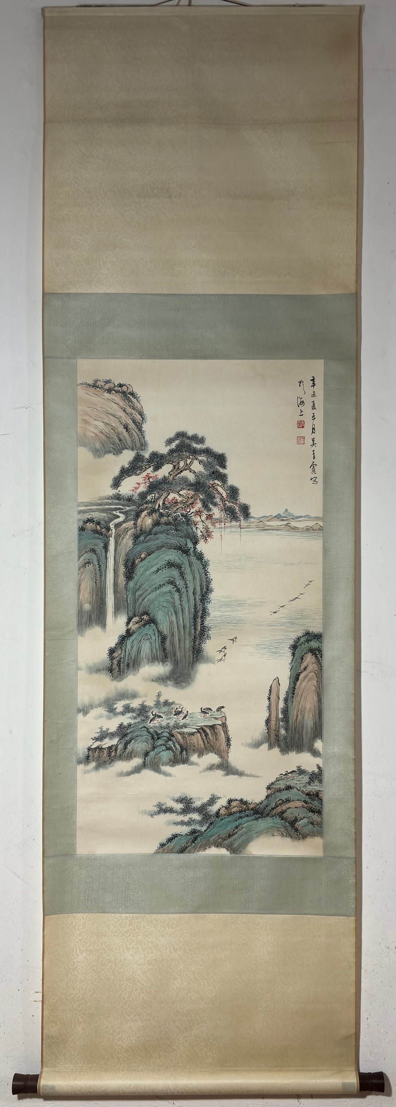 A Chinese Vertical Scroll Ink Painting of Landscape on Paper,Wu Qingxia (1 of 9)