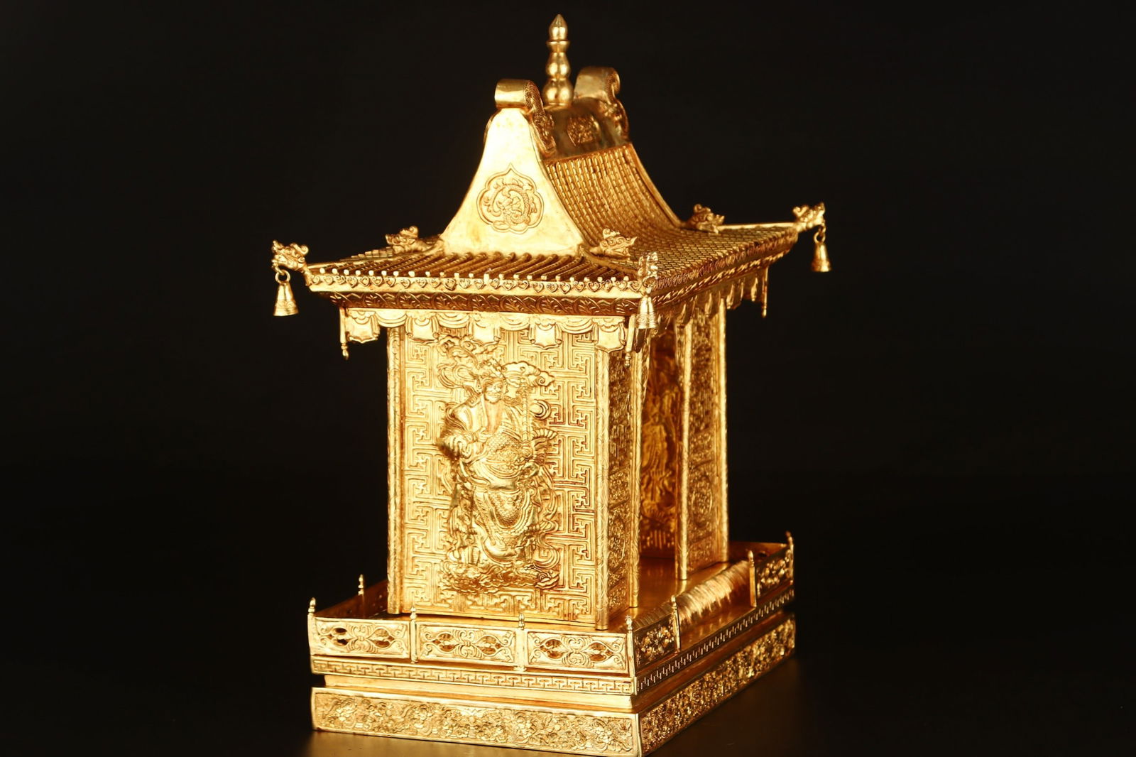 A Rare Gilt Bronze Figure Pattern Pagoda,With Scriptures - 2