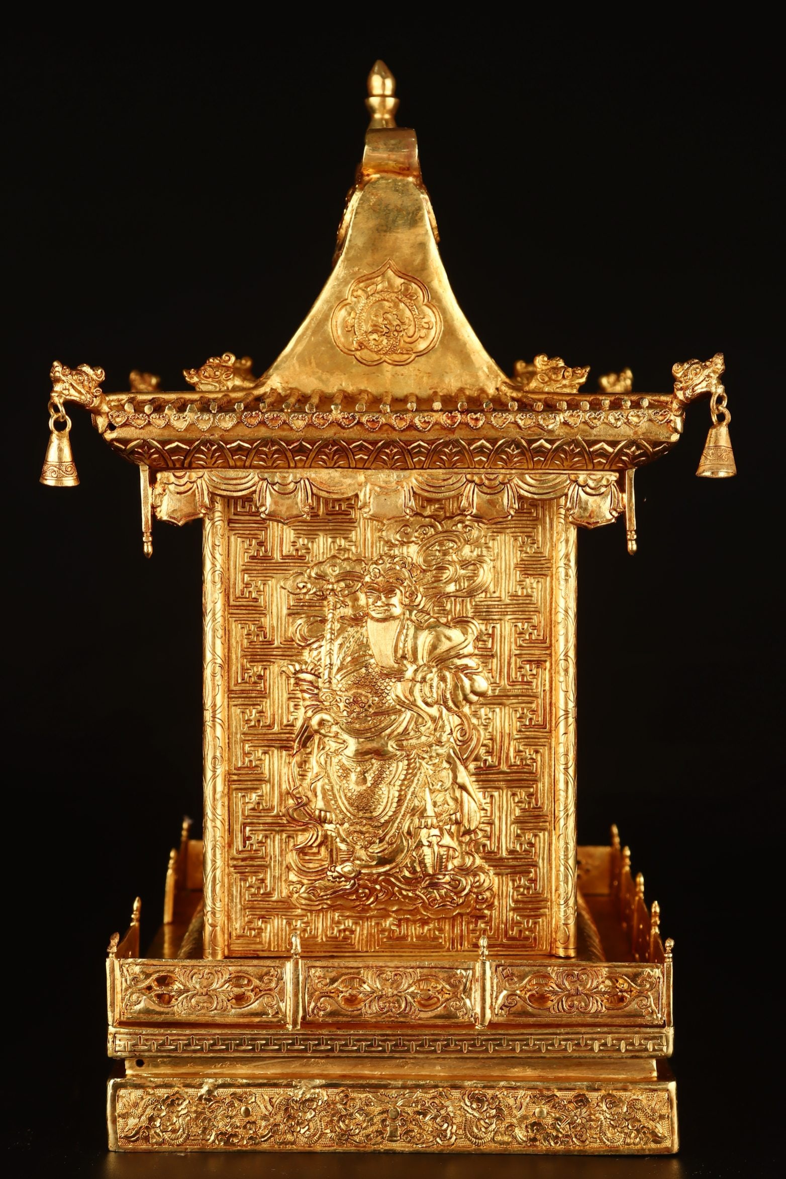 A Rare Gilt Bronze Figure Pattern Pagoda,With Scriptures - 4