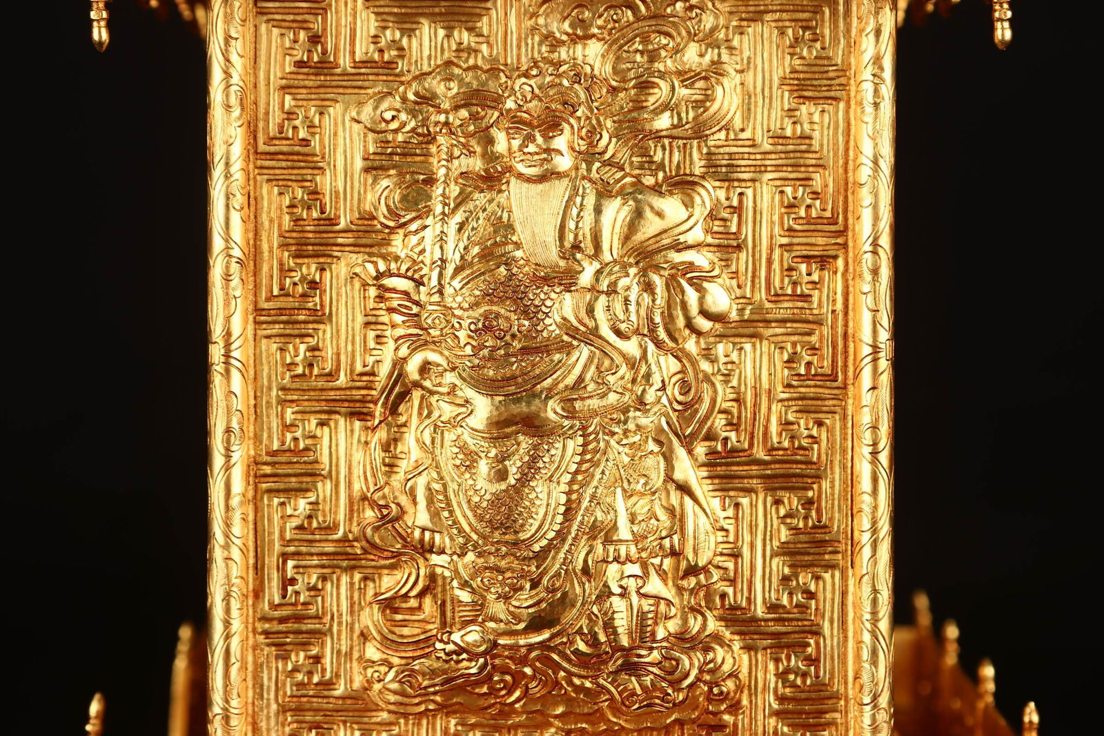 A Rare Gilt Bronze Figure Pattern Pagoda,With Scriptures - 7