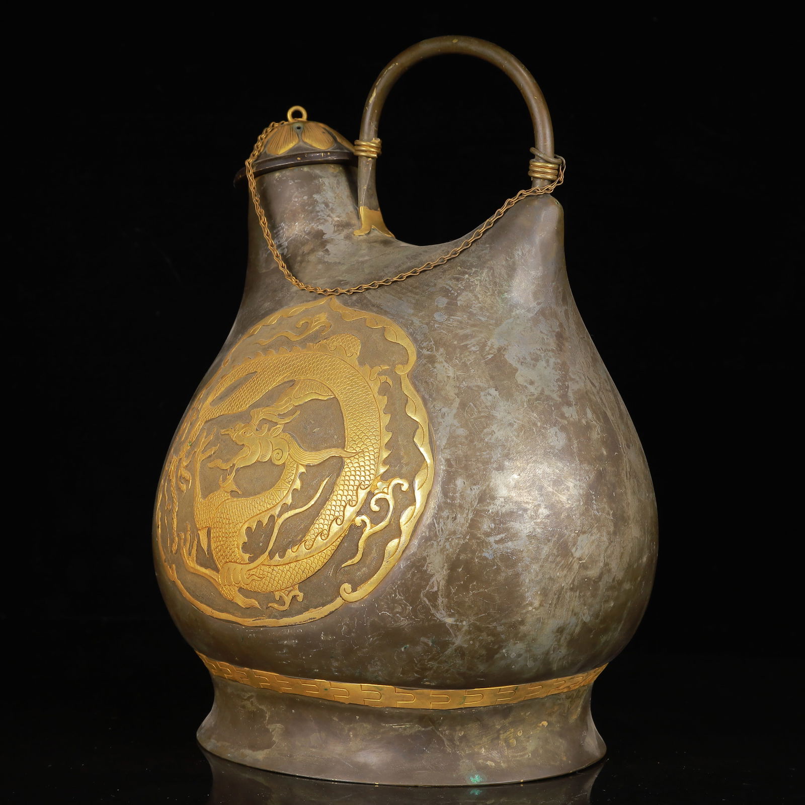 An Exquisite Gilt Silver Dragon Pattern Ewer - 9