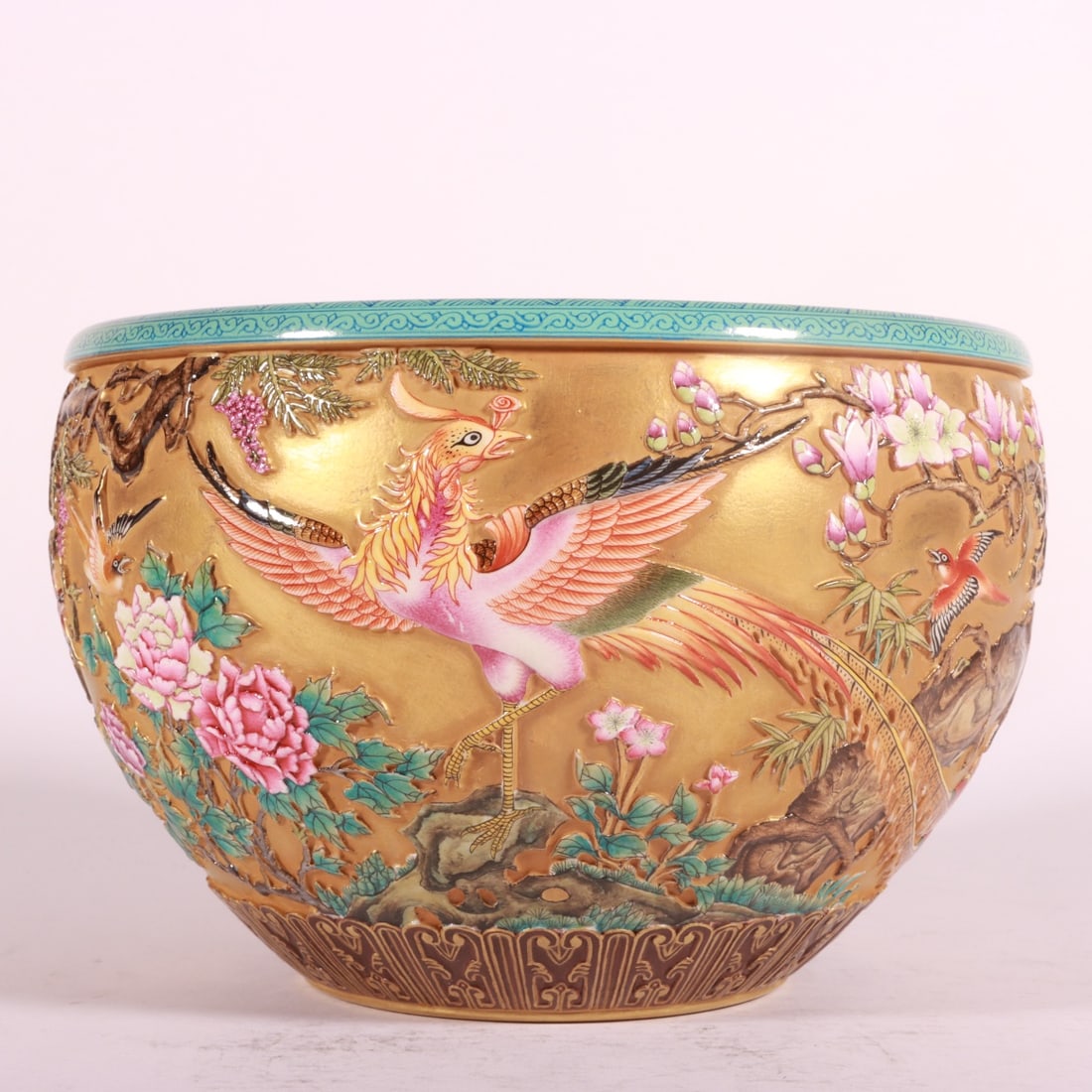 An Exquisite Enamel Gold Ground Flower and Bird Pattern Water Pot (1 of 9)