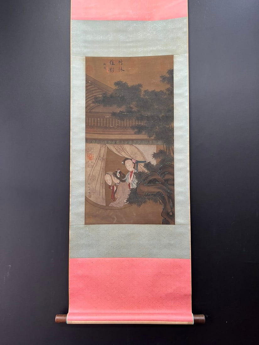 A Chinese Vertical Scroll Ink Painting of Woman on Silk,Liu Songnian (1 of 9)