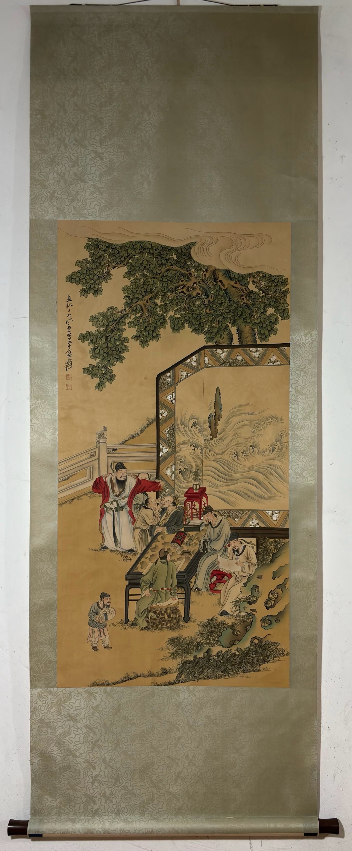 A Chinese Vertical Scroll Ink Painting of Character and Story on Silk,Zhang Daqian (1 of 9)