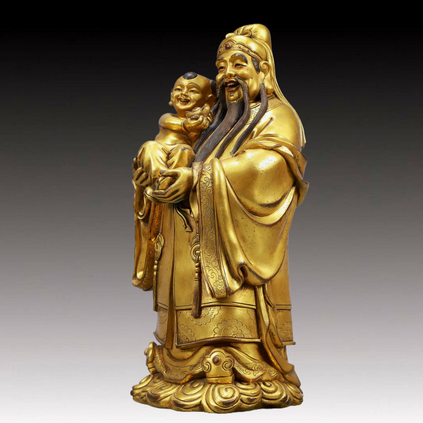 A Set of Solemn Gilt Bronze Statue of Figures - 14