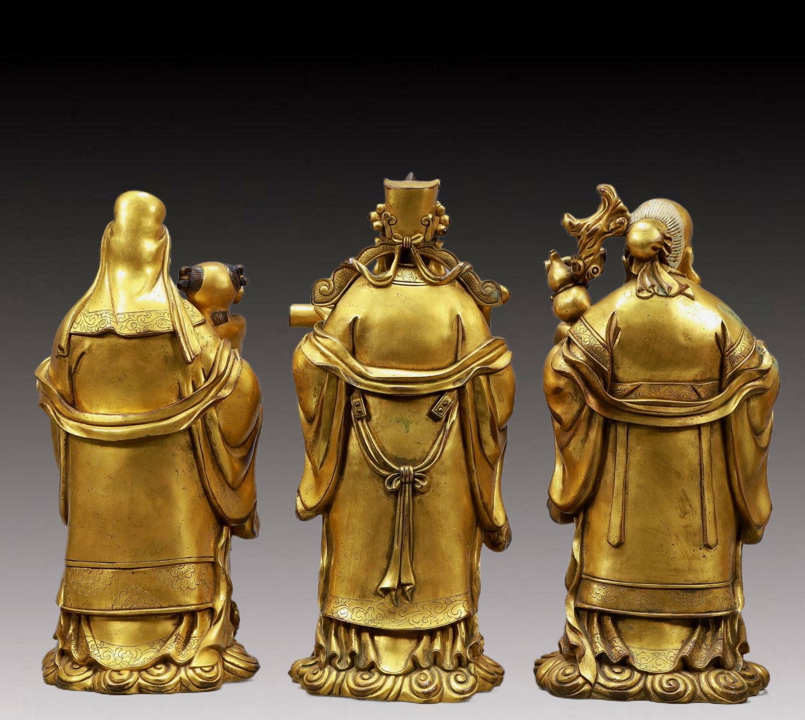 A Set of Solemn Gilt Bronze Statue of Figures - 2