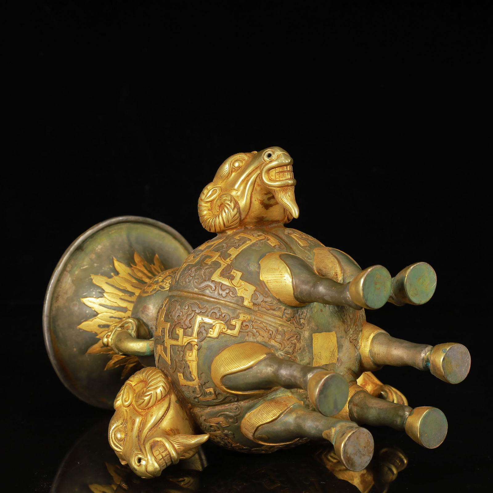 An Exquisite Gilt Silver Beast-Ears Sheep Cup - 13