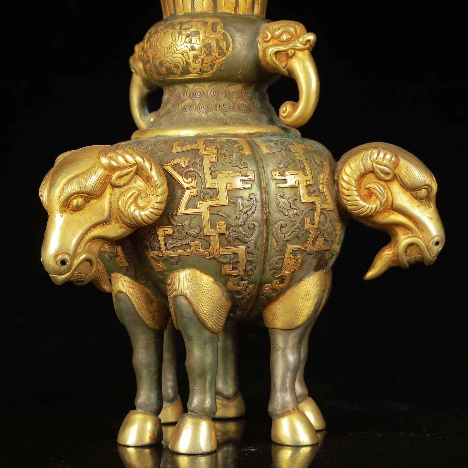 An Exquisite Gilt Silver Beast-Ears Sheep Cup - 7