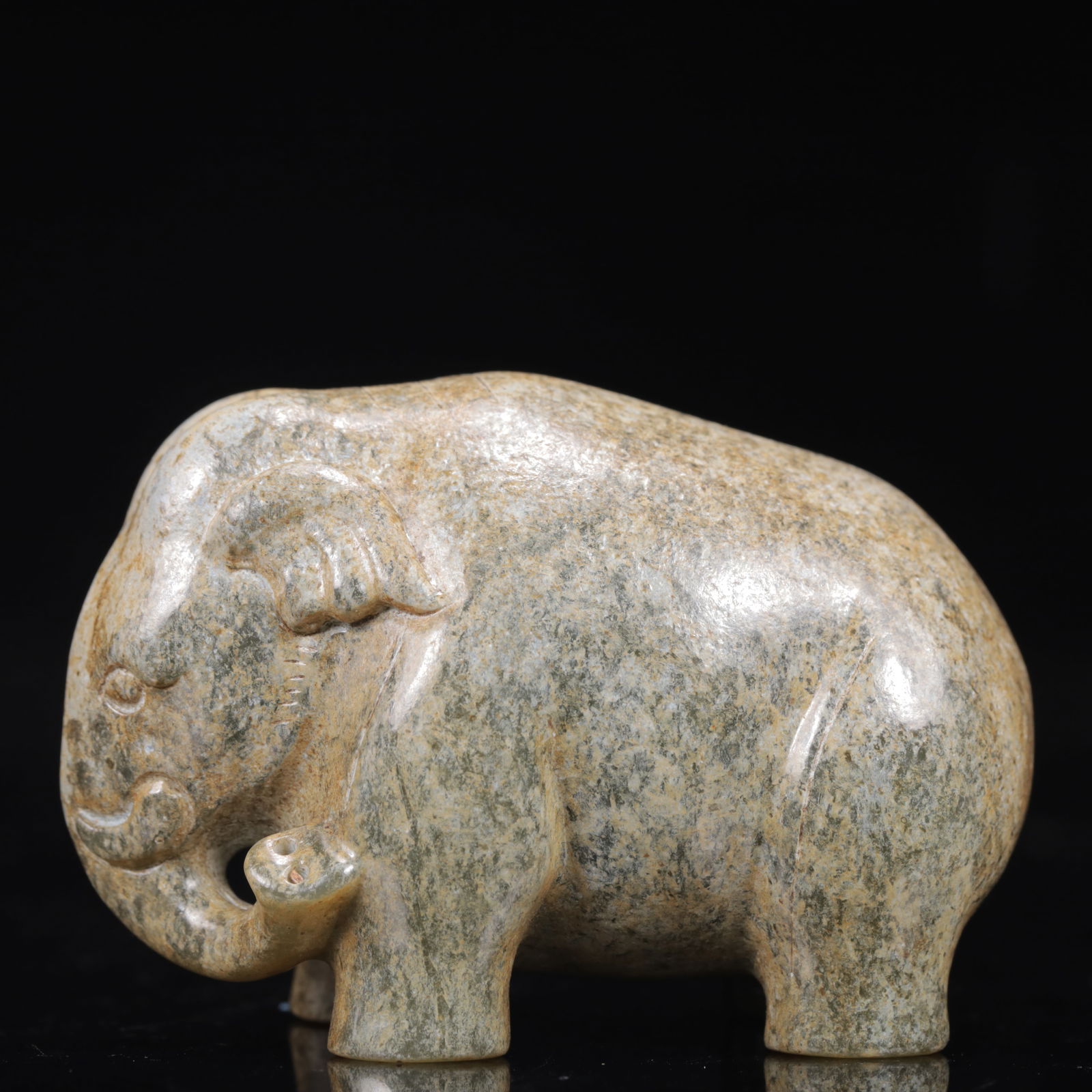 An Exquisite Greenish Jade Elephant Ornament (1 of 10)
