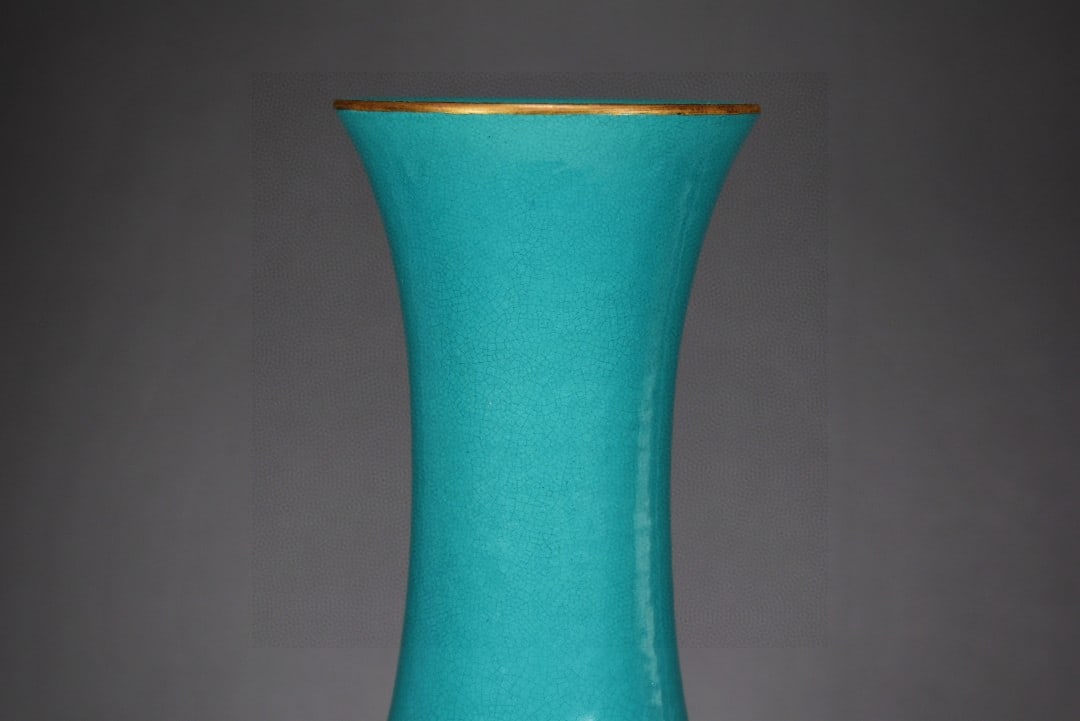 A Rare Turquoise Glazed Painted Gold Vase - 2