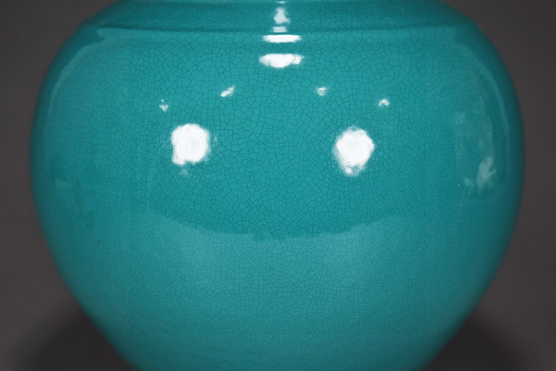 A Rare Turquoise Glazed Painted Gold Vase - 3