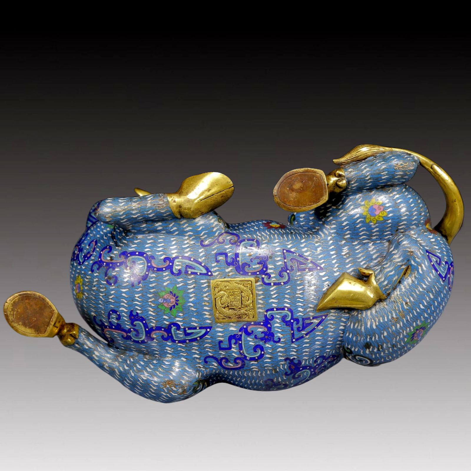 A Huge Cloisonne Unicorn Table Screen - 12