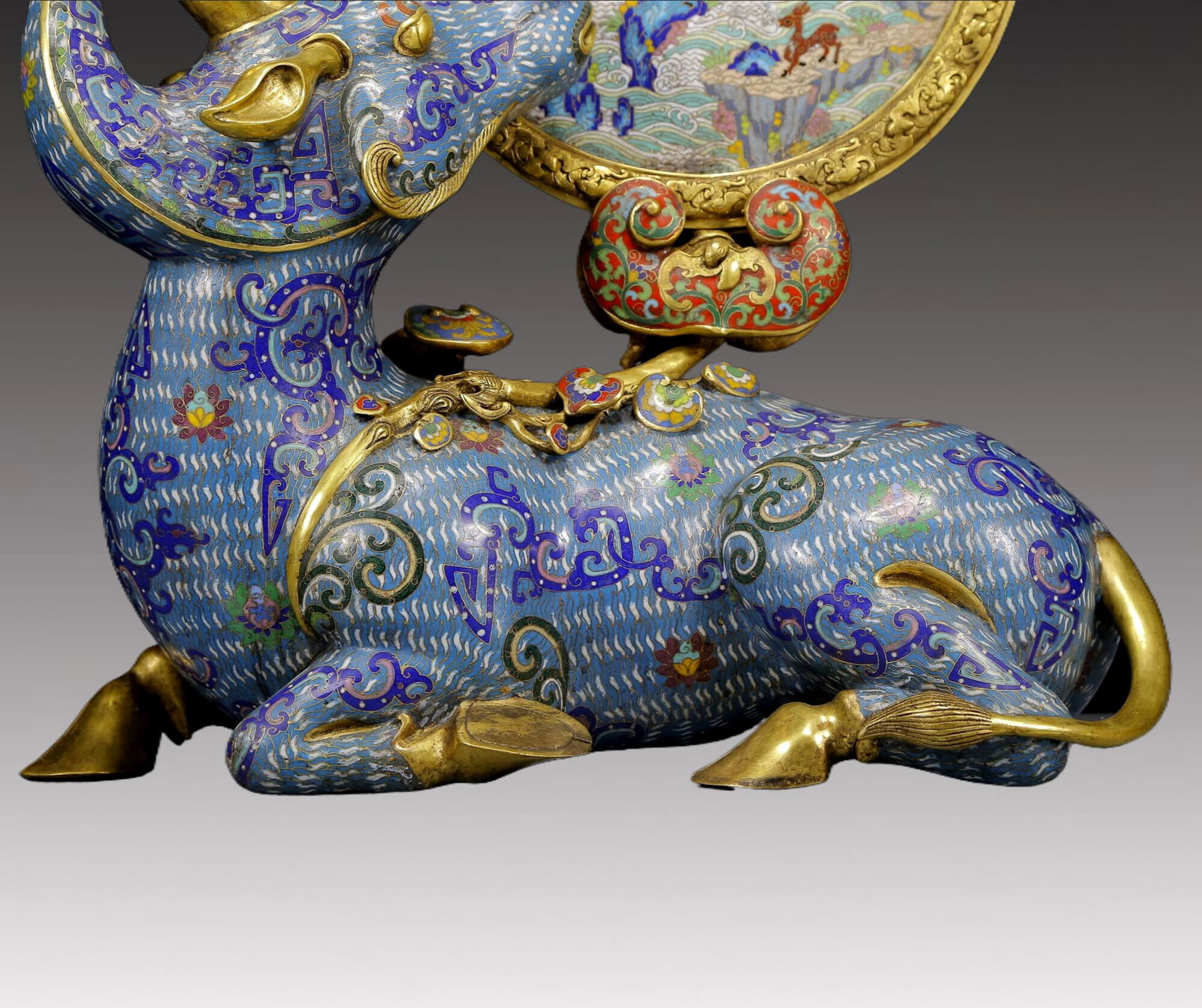 A Huge Cloisonne Unicorn Table Screen - 3