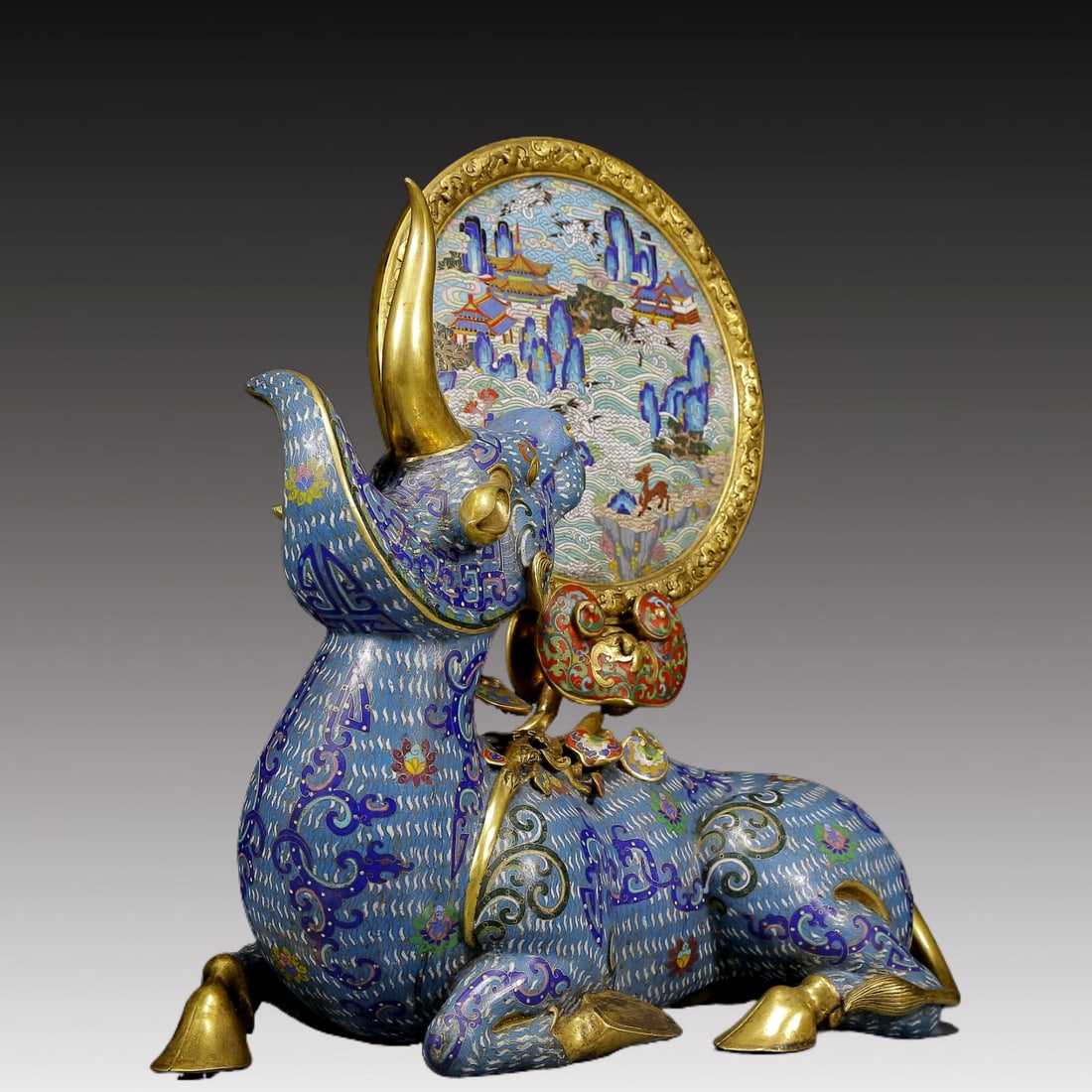 A Huge Cloisonne Unicorn Table Screen - 4