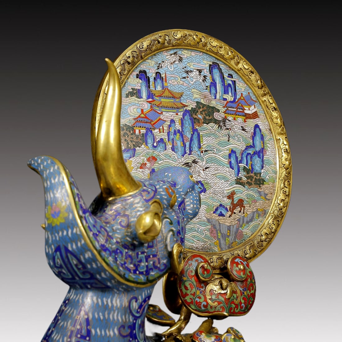 A Huge Cloisonne Unicorn Table Screen - 5