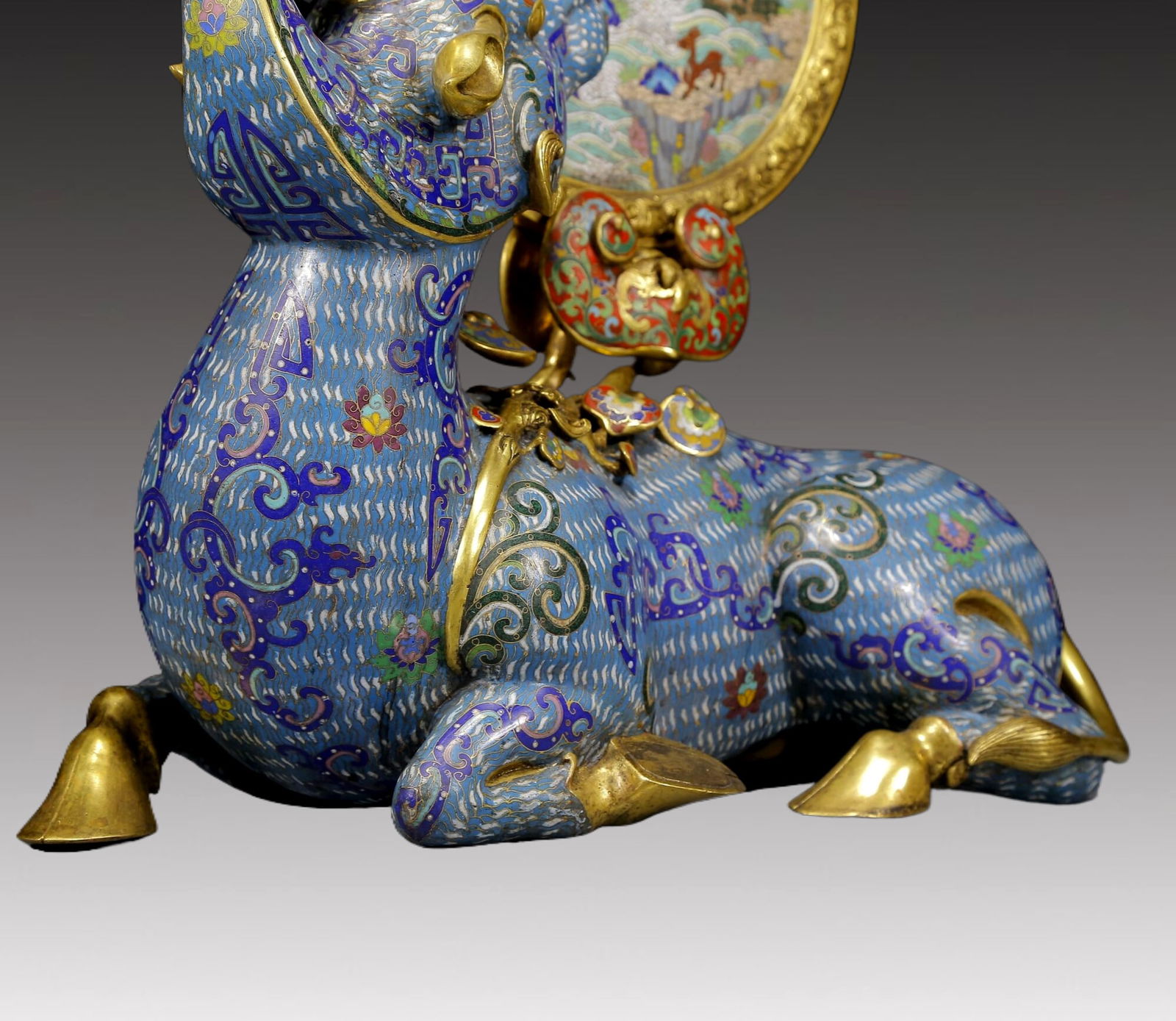 A Huge Cloisonne Unicorn Table Screen - 6