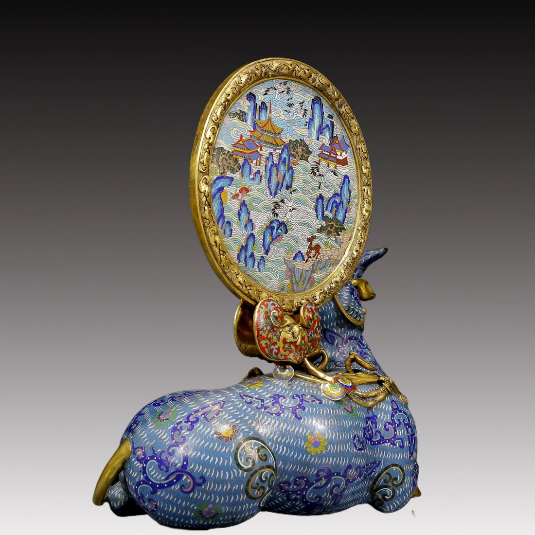 A Huge Cloisonne Unicorn Table Screen - 9