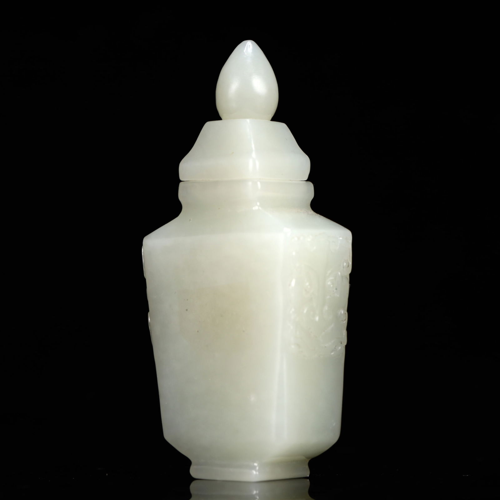 An Exquisite White Jade Beast-Face Pattern Snuff Bottle - 2