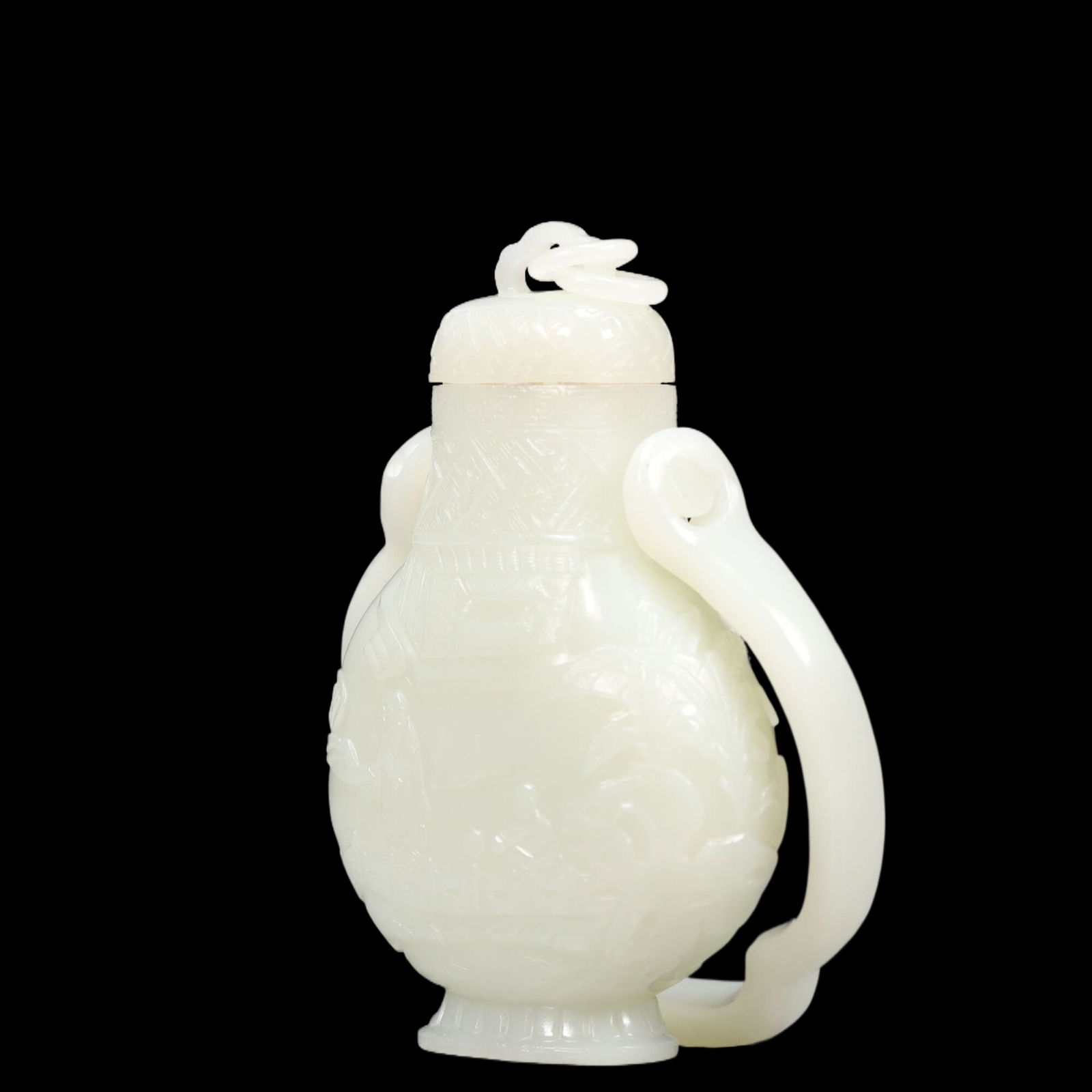 An Exquisite White Jade Figure Pattern Ewer - 2