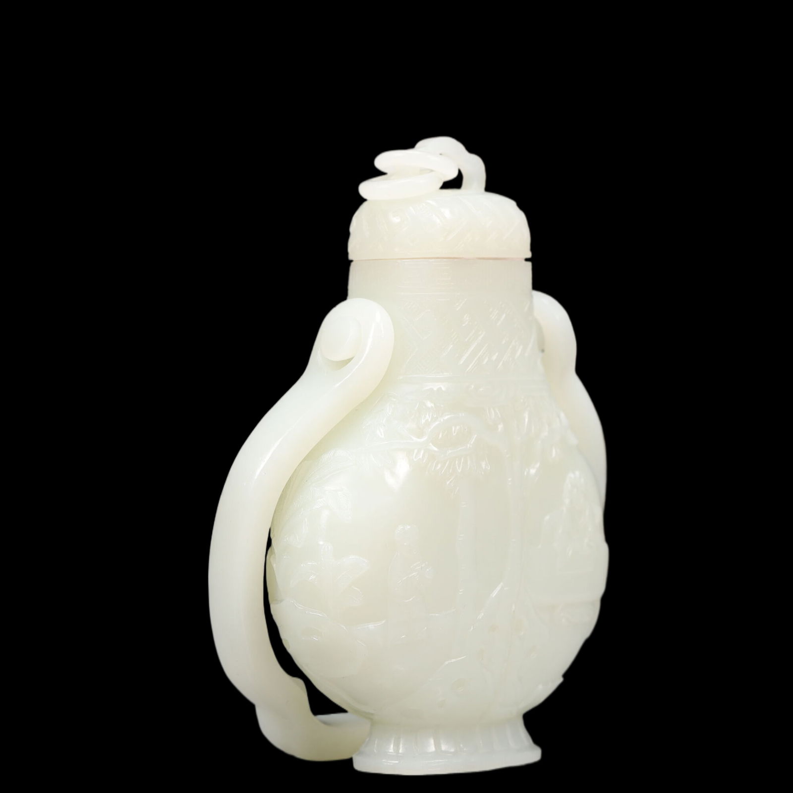 An Exquisite White Jade Figure Pattern Ewer - 3