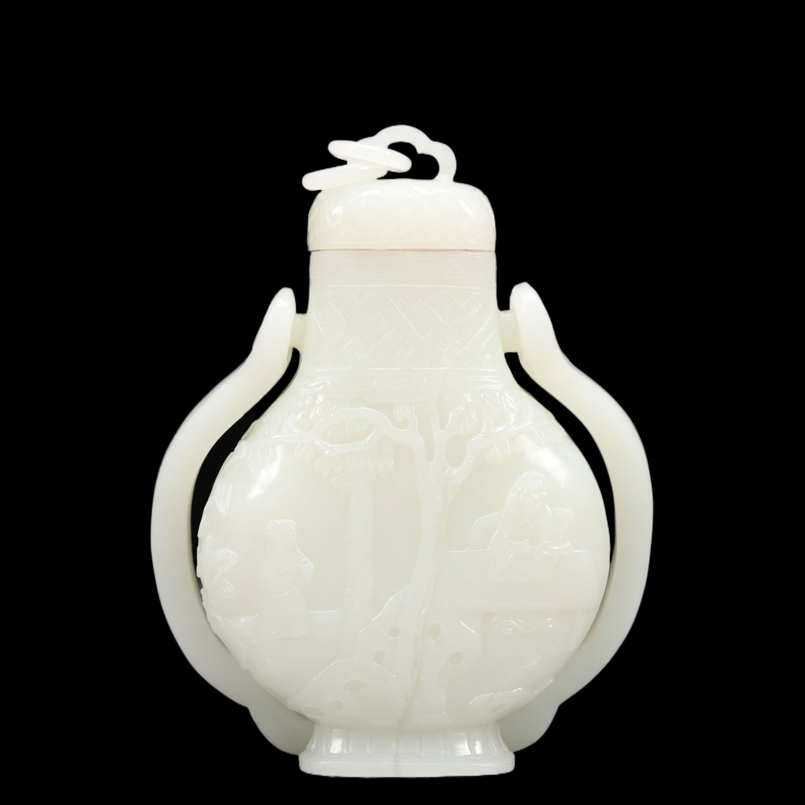 An Exquisite White Jade Figure Pattern Ewer - 4