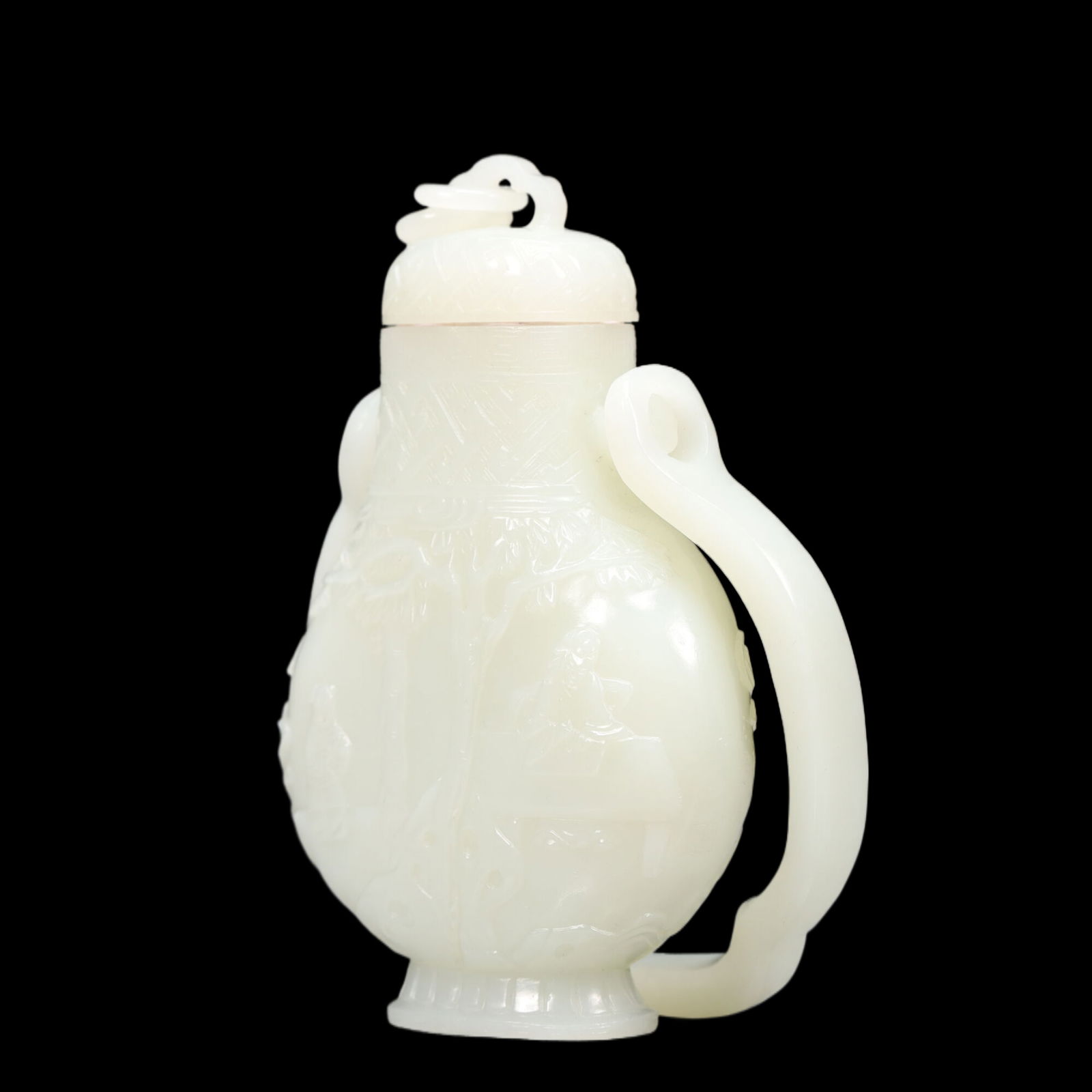 An Exquisite White Jade Figure Pattern Ewer - 5
