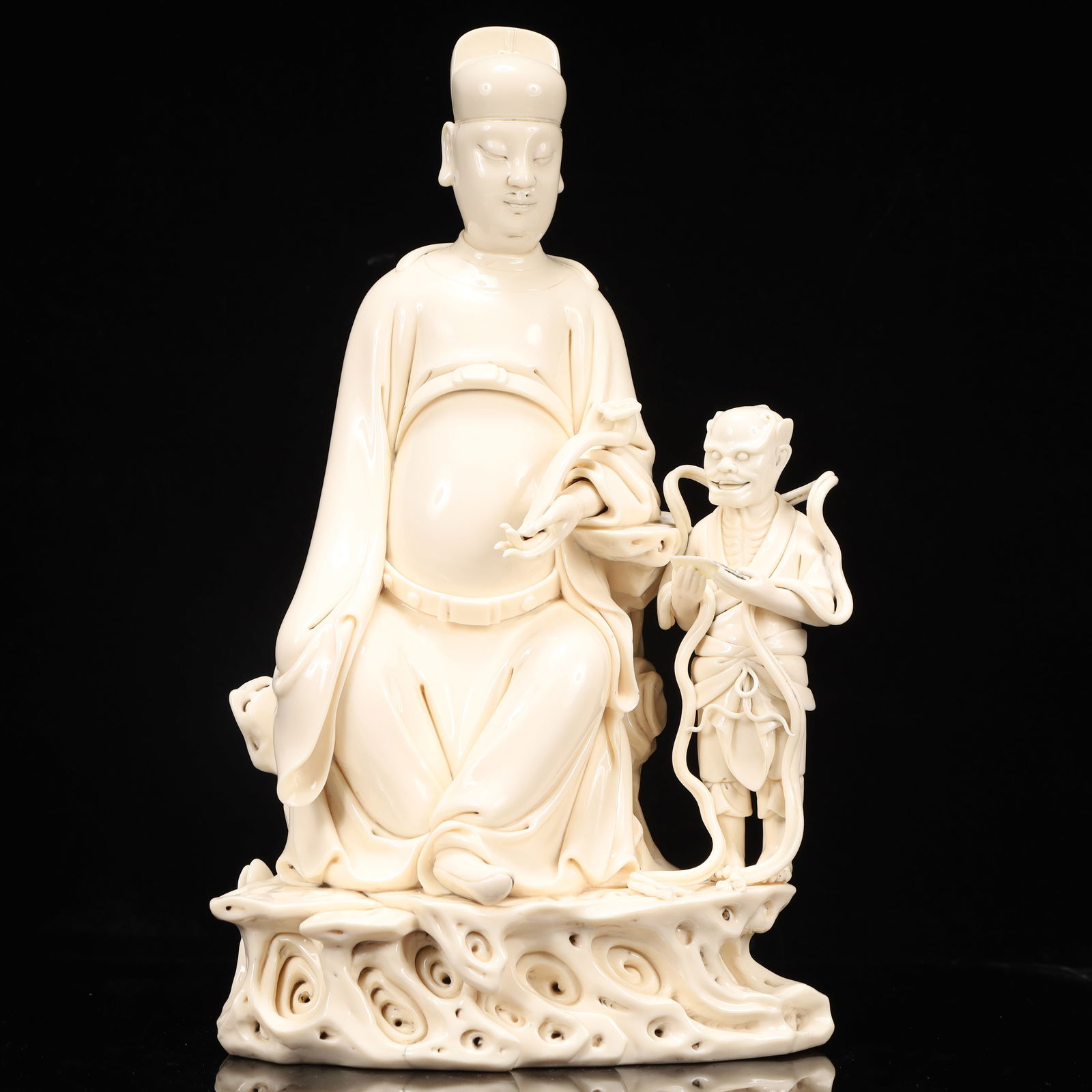 An Exquisite Blance-De-Chine Statue of Figure: An Exquisite Blance-De-Chine Statue of Figure, Qing Dynasty, China, With Mark, Size:9.8inx6.7inx16.9in, Weight:6300g 