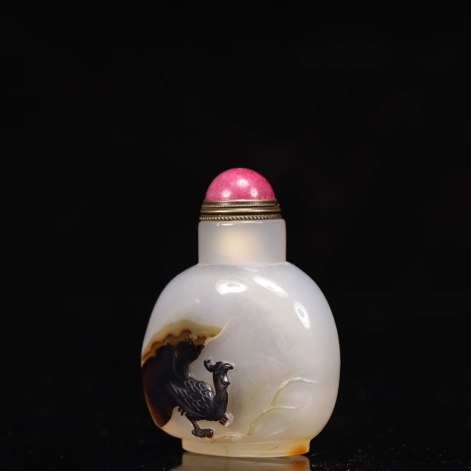 An Exquisite Agate Rooster Pattern Snuff Bottle - 2