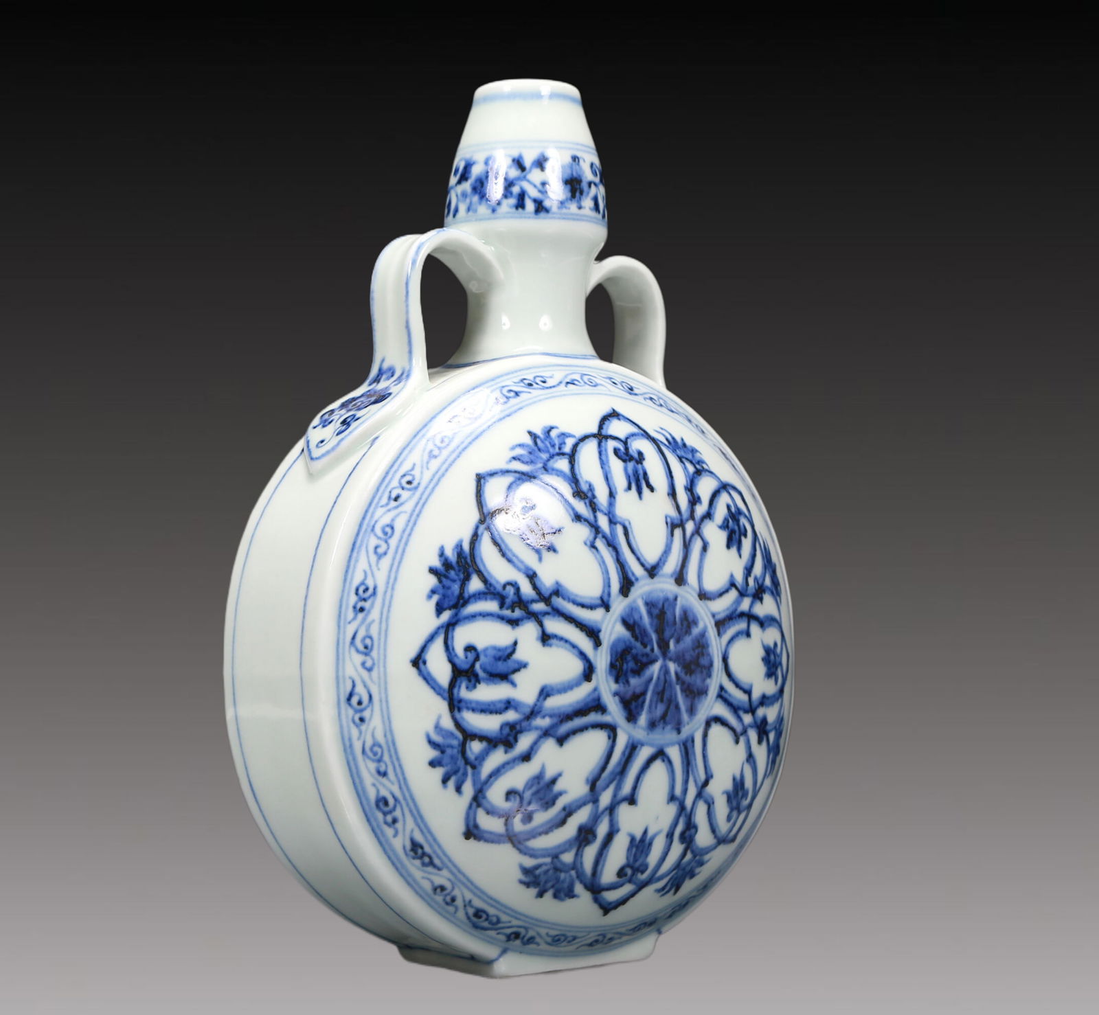 A Blue and White Flower Pattern Double-Ears Vase - 5