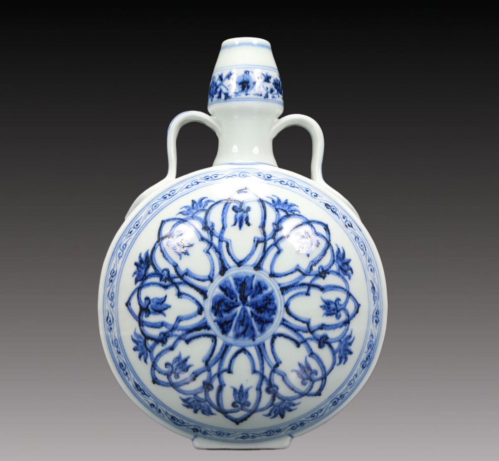 A Blue and White Flower Pattern Double-Ears Vase - 6