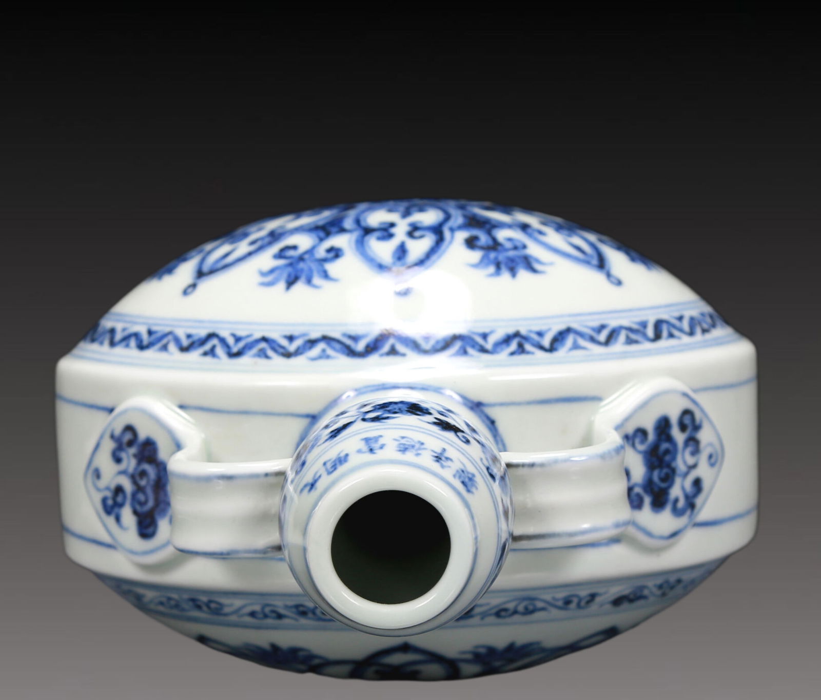 A Blue and White Flower Pattern Double-Ears Vase - 7