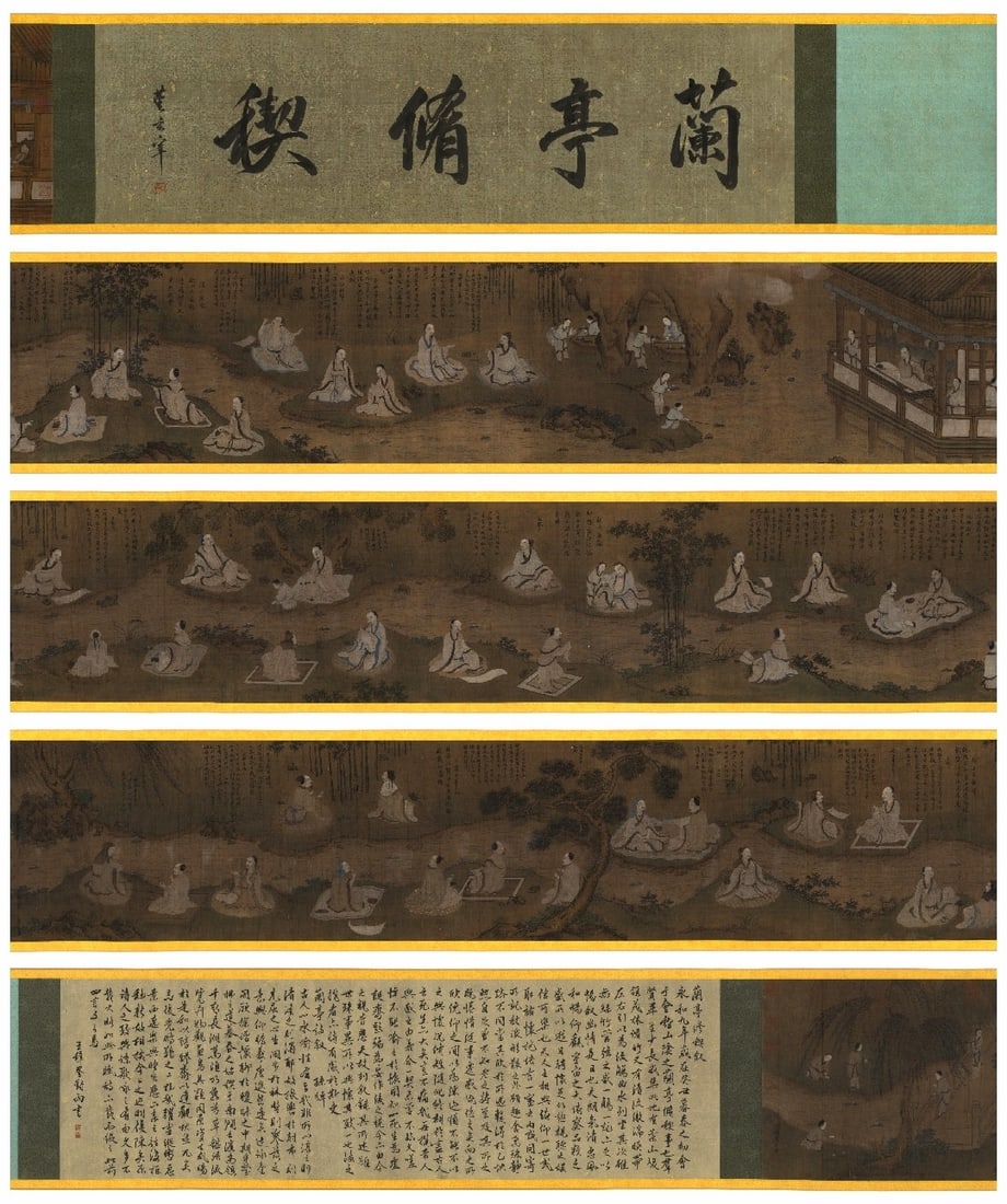 A Chinese Hand Scroll Ink Painting of Character and Story on Silk,Li Zongmo: A Chinese Hand Scroll Ink Painting of Character and Story on Silk,Li Zongmo,Size:(entirety)398.4inx17.3in 一幅中国水墨绢本人物故ߚ