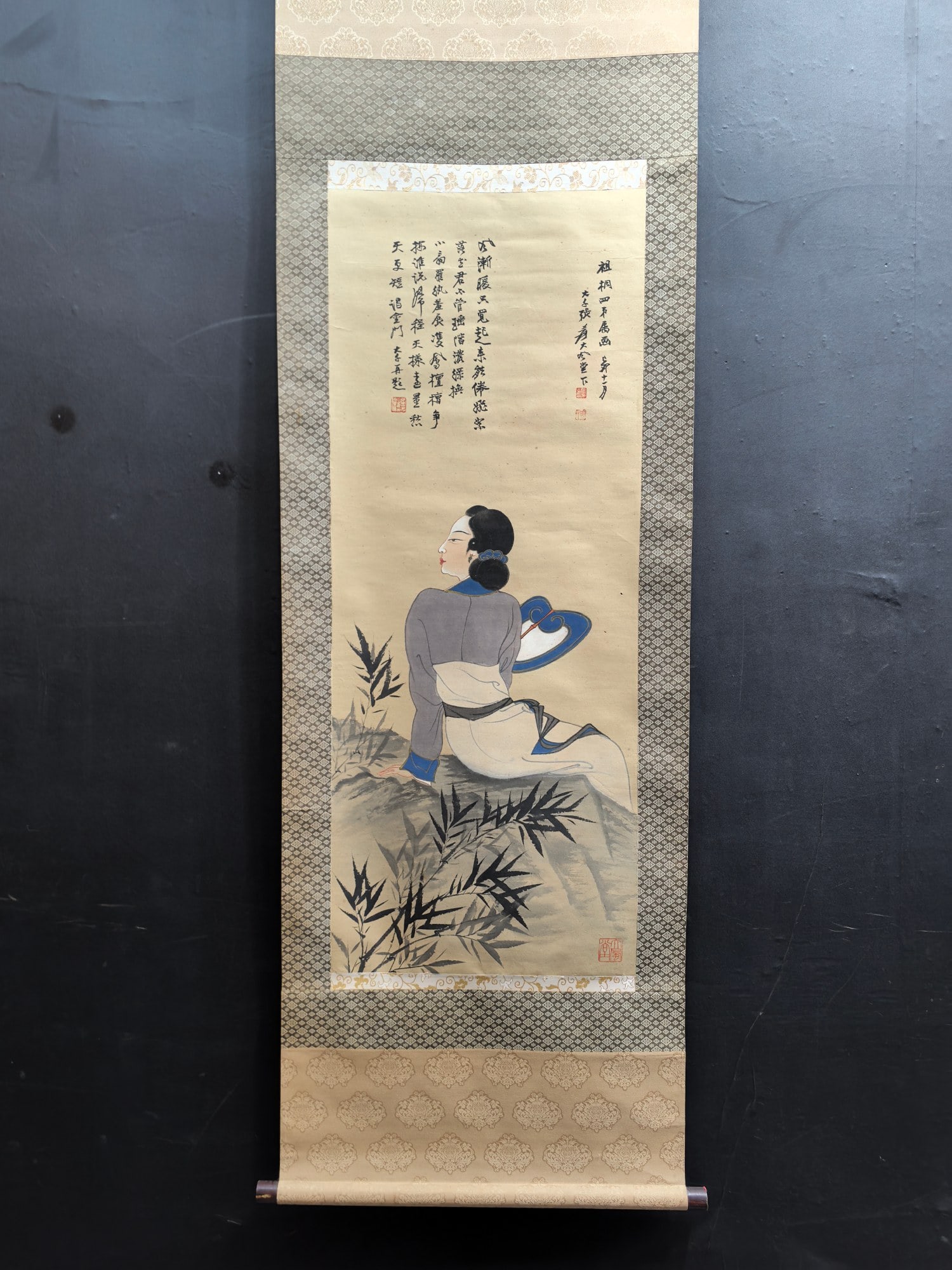 A Chinese Vertical Scroll Ink Painting of Figure on Paper,Zhang Daqian (1 of 9)