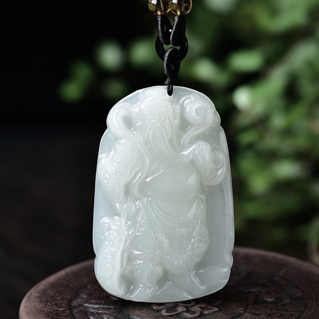 An Exquisite White Jade Guangong Pendant: An Exquisite White Jade Guangong Pendant,Size:60mmx39mm 白玉关公像吊坠