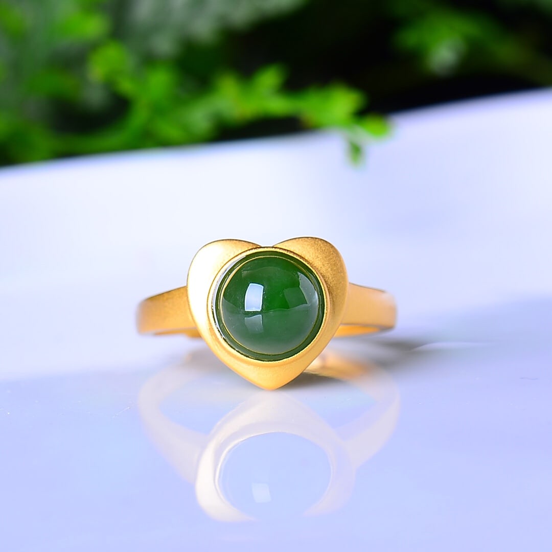 An Exquisite Sterling Silver-Gold Plated Inlaid Jasper Ring: An Exquisite Sterling Silver-Gold Plated Inlaid Jasper Ring,Size:8mmx8mm 纯银镀金镶碧玉戒指