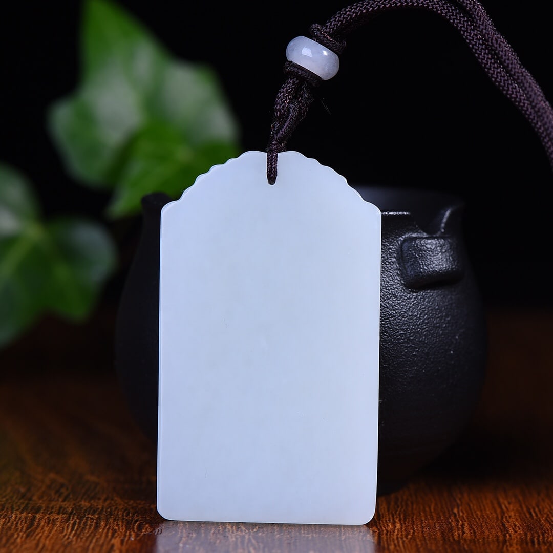 An Exquisite White Jade Buddha Pattern Pendant - 2