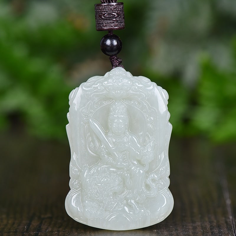 An Exquisite White Jade Bodhisattva Pendant: An Exquisite White Jade Bodhisattva Pendant,Size: 32mmx45mm 白玉菩萨像吊坠