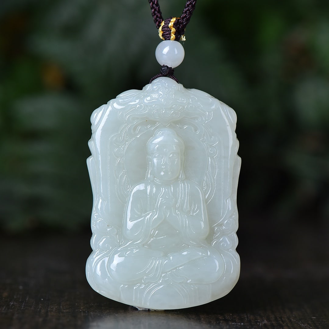 An Exquisite White Jade Sakyamuni Pendant: An Exquisite White Jade Sakyamuni Pendant,Size:45mmx32mm 白玉如来像吊坠